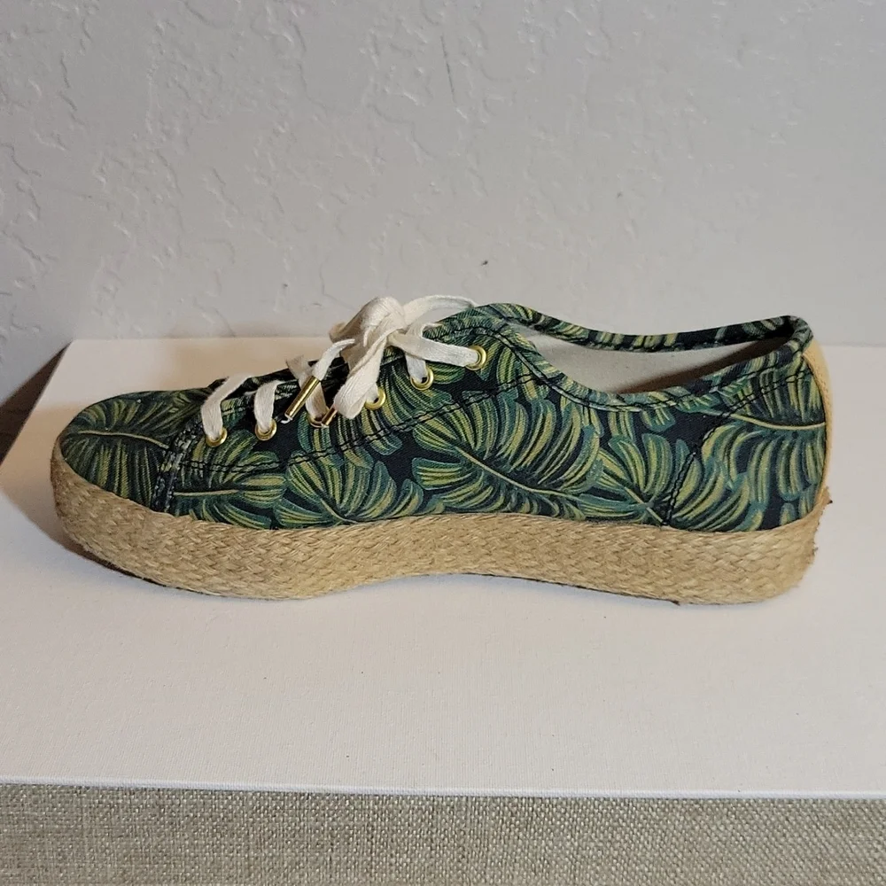 KEDS x Riffle Paper Tropical Leaf Pattern Lace up Espadrille 8